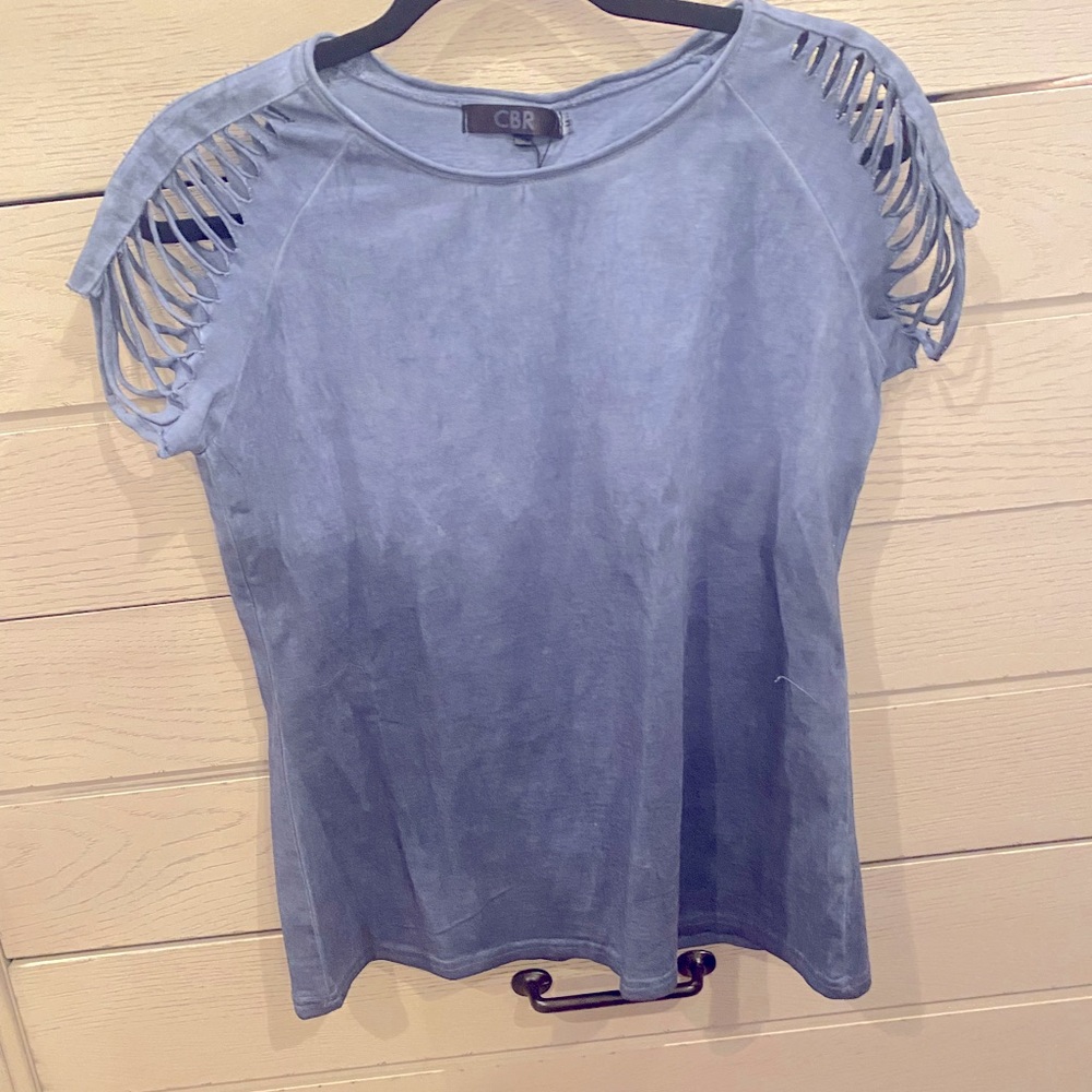 NWT CBR Blue Distressed Sleeve Shirt